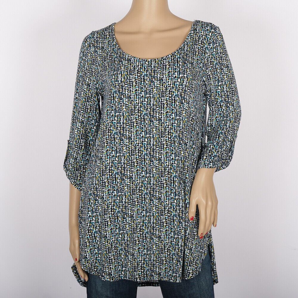 JJill Wearever Collection Size Large Blue/Green Oversized Roll Tap Pullover Soft
